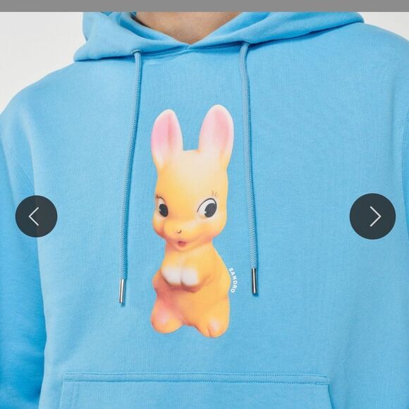 $340 Sandro Rabbit print blue hoodie sweatshirt NWT Small - Picture 3 of 10